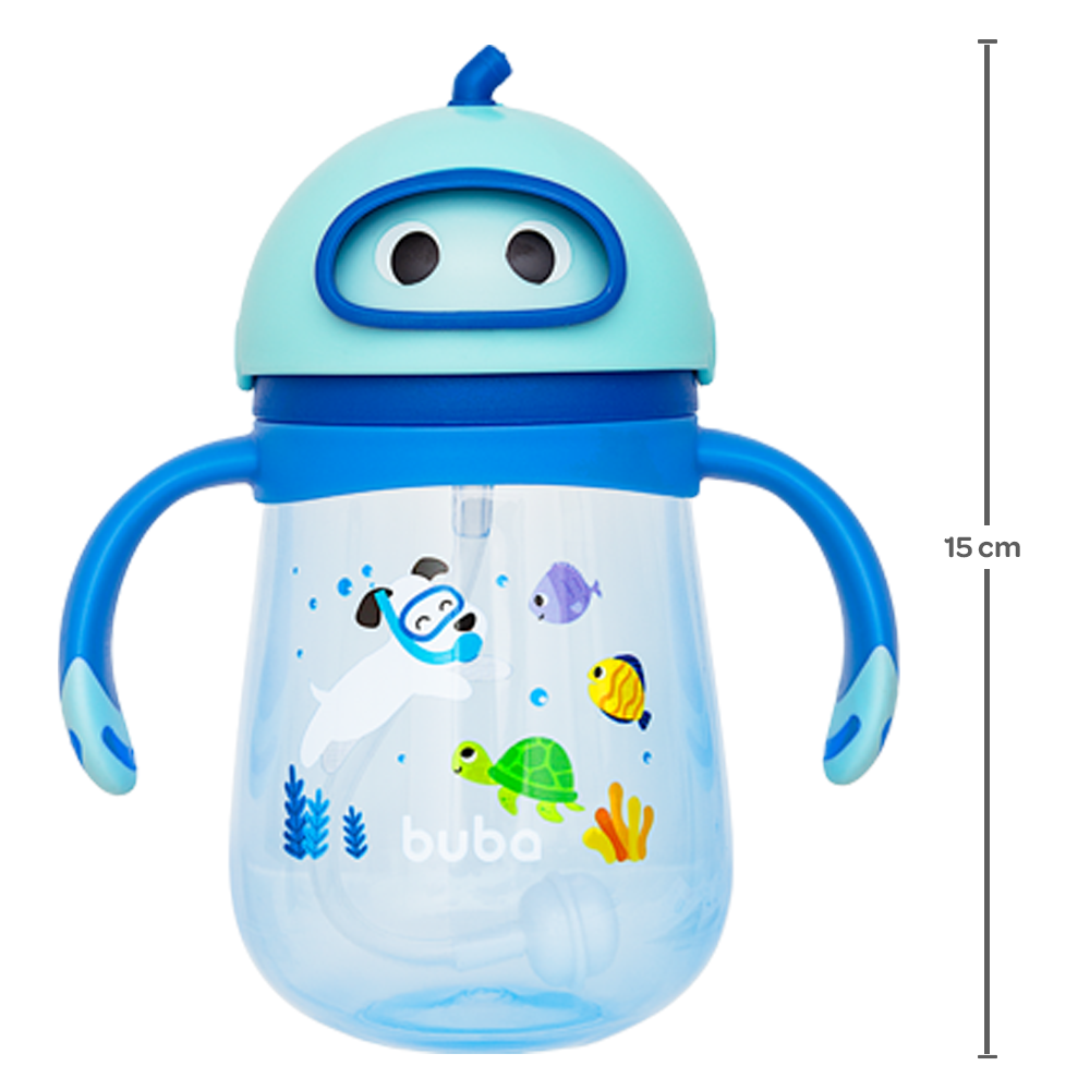 Copo Canudo Com Dispositivo Mergulho Azul