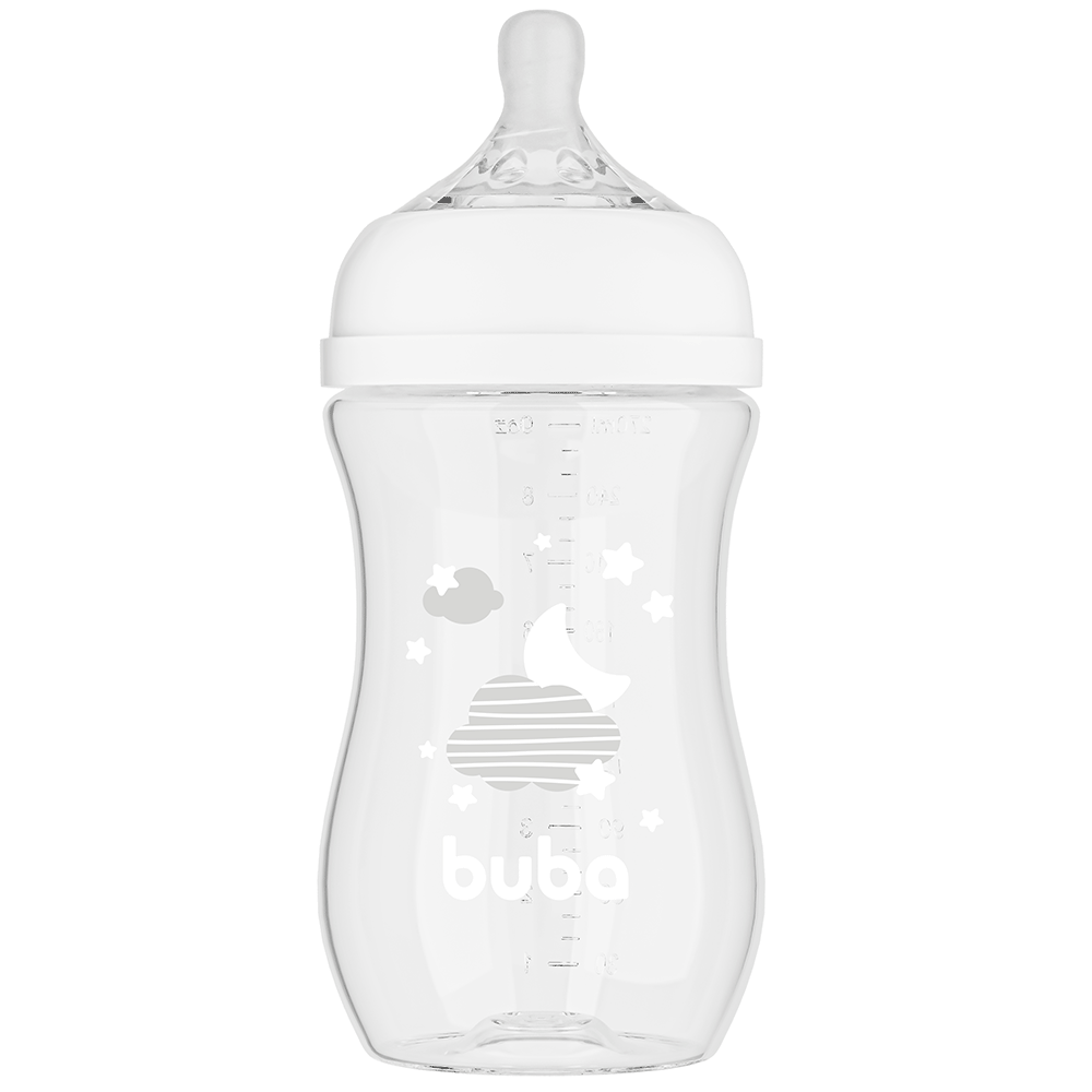 Mamadeira Buba EasyFlow Nuvem Branca – Anticólica Fluxo Suave BPA Free 330mL