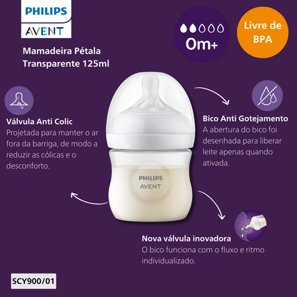 Mamadeira Pétala 3.0 125ml Transparente