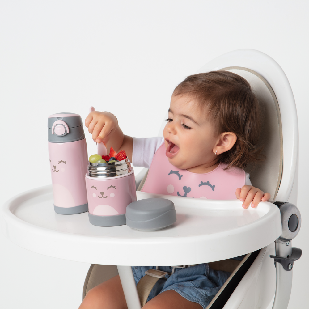 BABADOR EM SILICONE COM PEGA-MIGALHAS GUMY ROSA