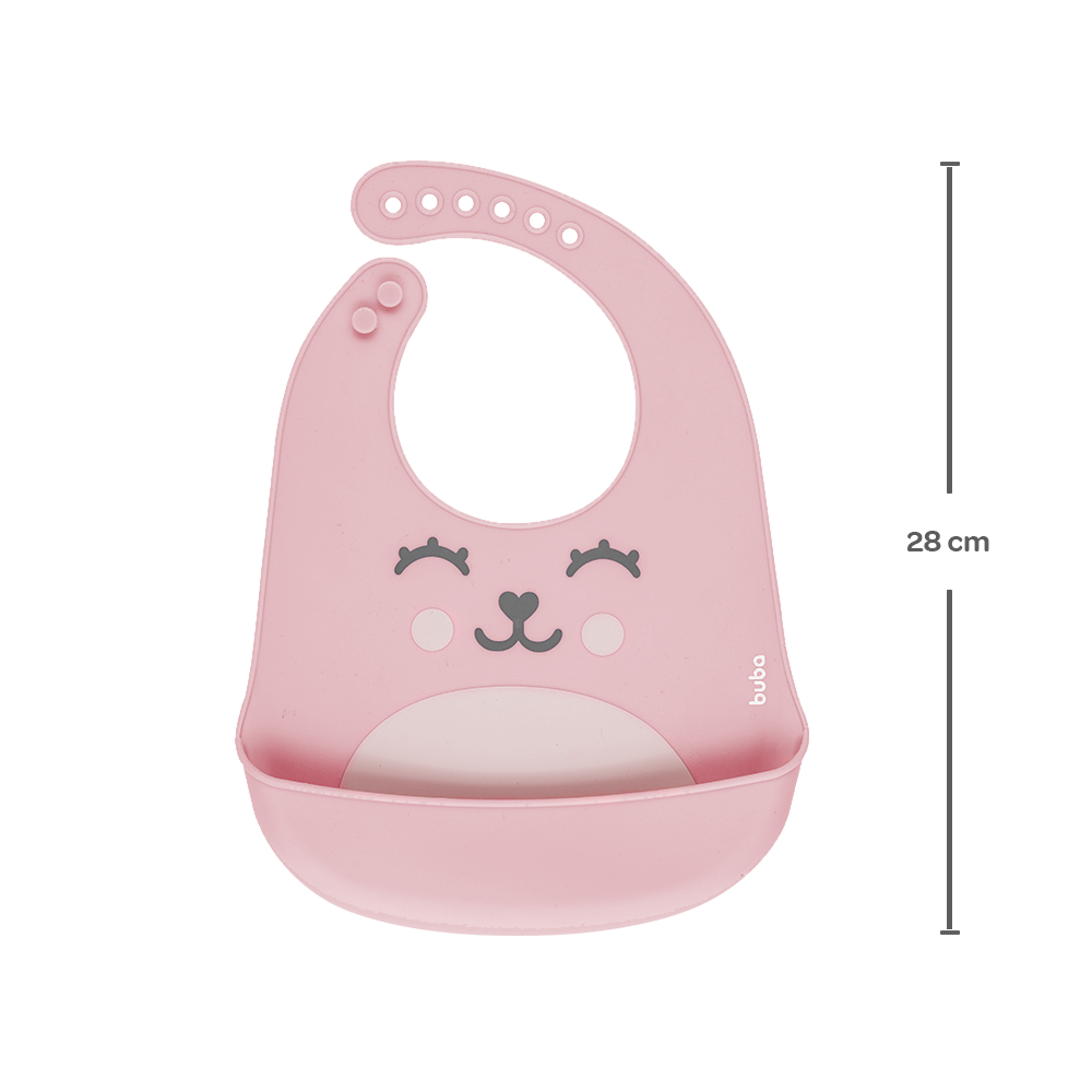 BABADOR EM SILICONE COM PEGA-MIGALHAS GUMY ROSA
