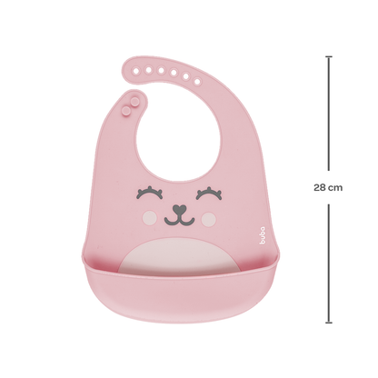 BABADOR EM SILICONE COM PEGA-MIGALHAS GUMY ROSA