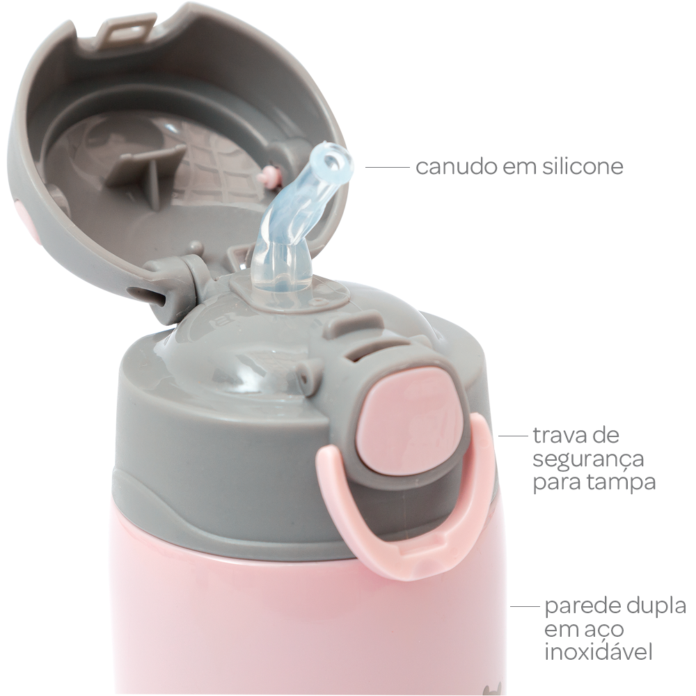 Copo Térmico Parede Dupla Gumy Rosa