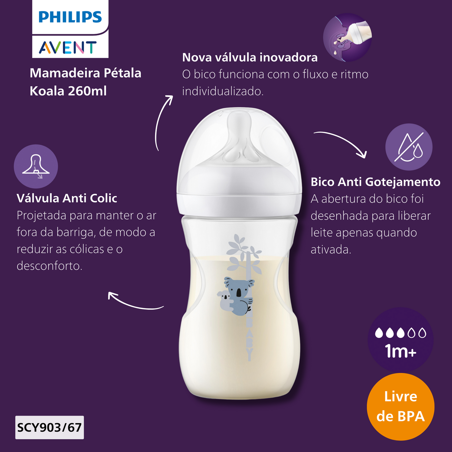 Mamadeira Pétala Coala 3.0 260ml