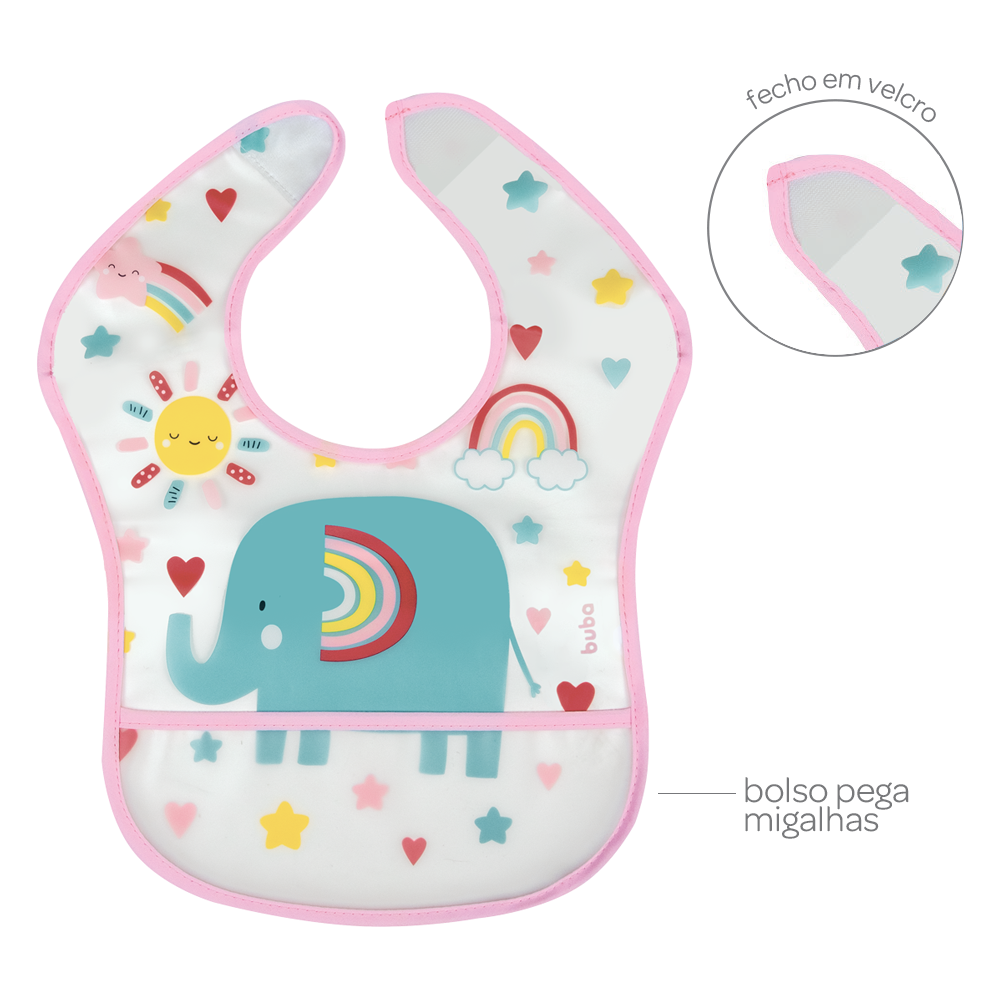 Babador Com Bolso Arco Iris