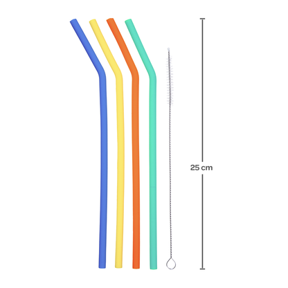 Kit Com 4 Canudos E Escova De Limpeza