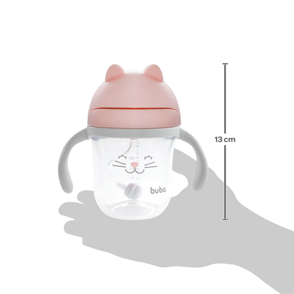 Copo Canudo Com Dispositivo Gatinho Rosa