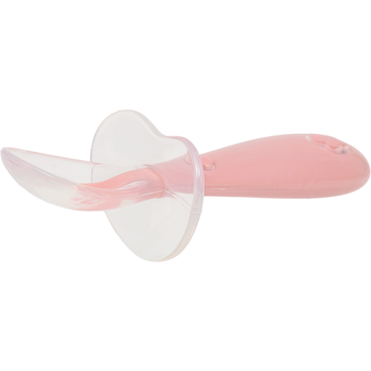 Colher Em Silicone Rosa Flexível Para Bebês