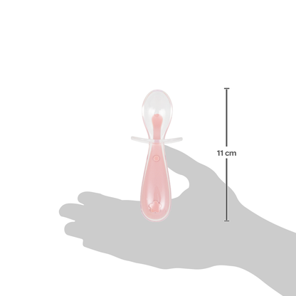 Colher Em Silicone Rosa Flexível Para Bebês