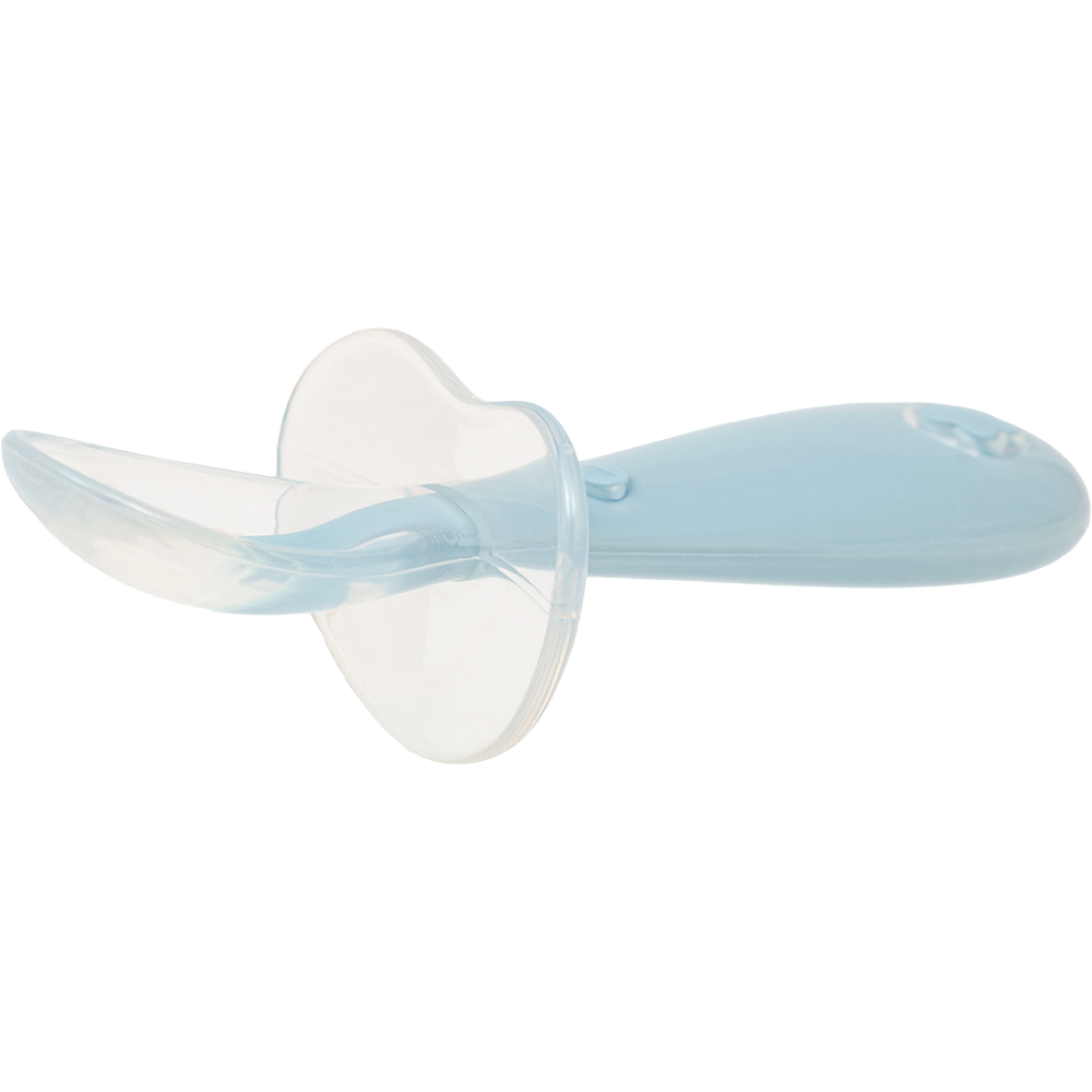 Colher Em Silicone Azul Flexível Para Bebês