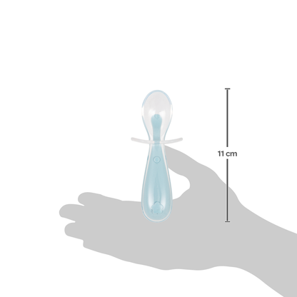 Colher Em Silicone Azul Flexível Para Bebês