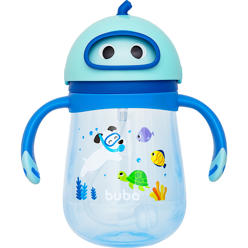 Copo Canudo Com Dispositivo Mergulho Azul