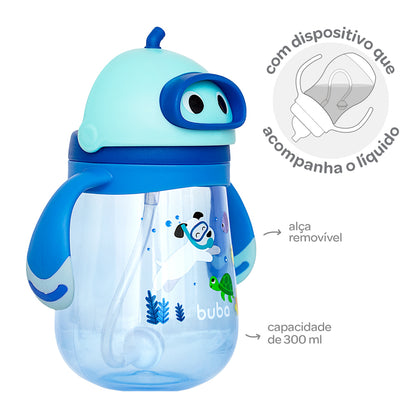 Copo Canudo Com Dispositivo Mergulho Azul