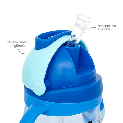 Copo Canudo Com Dispositivo Mergulho Azul