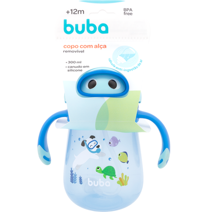 Copo Canudo Com Dispositivo Mergulho Azul