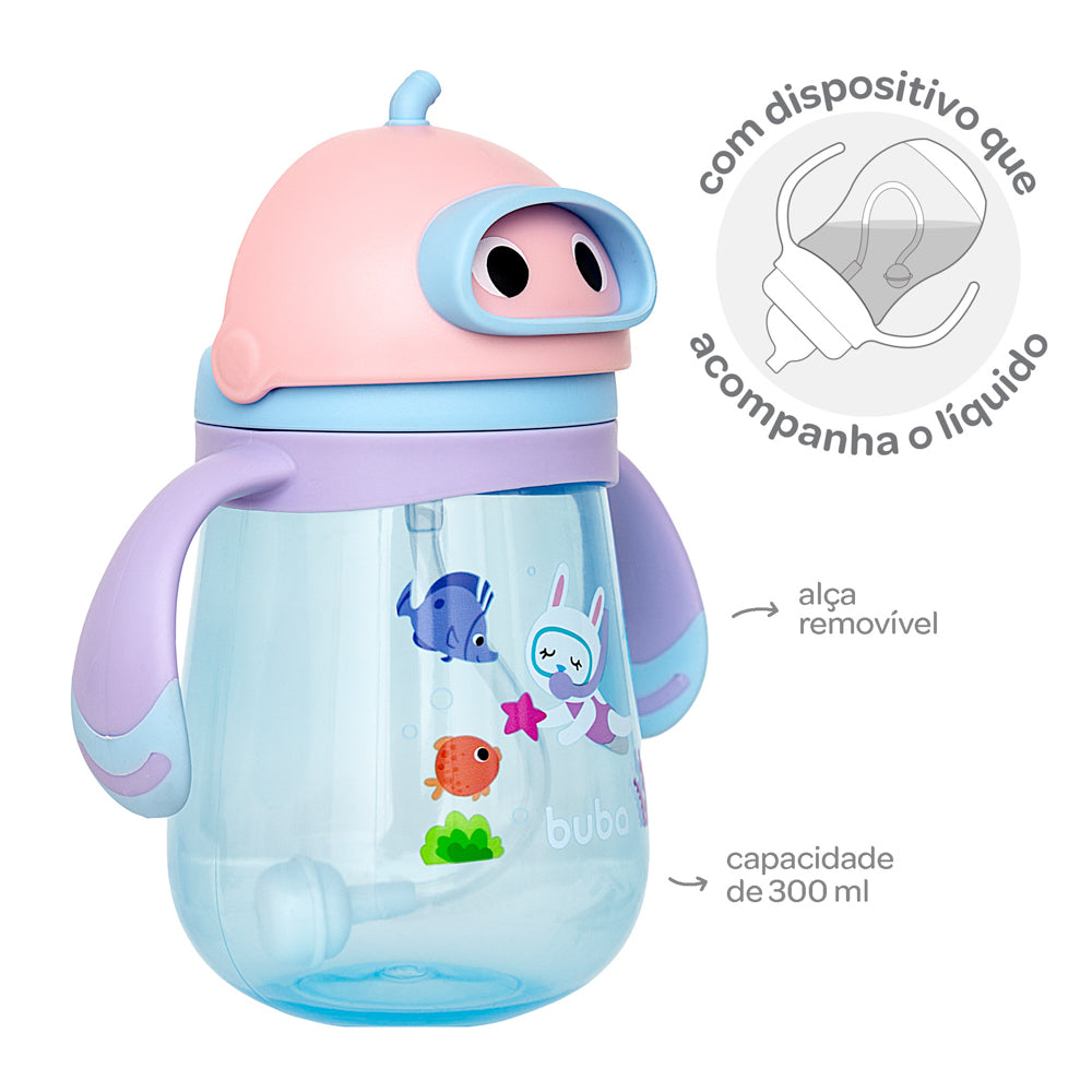 Copo Canudo Com Dispositivo Mergulho Rosa