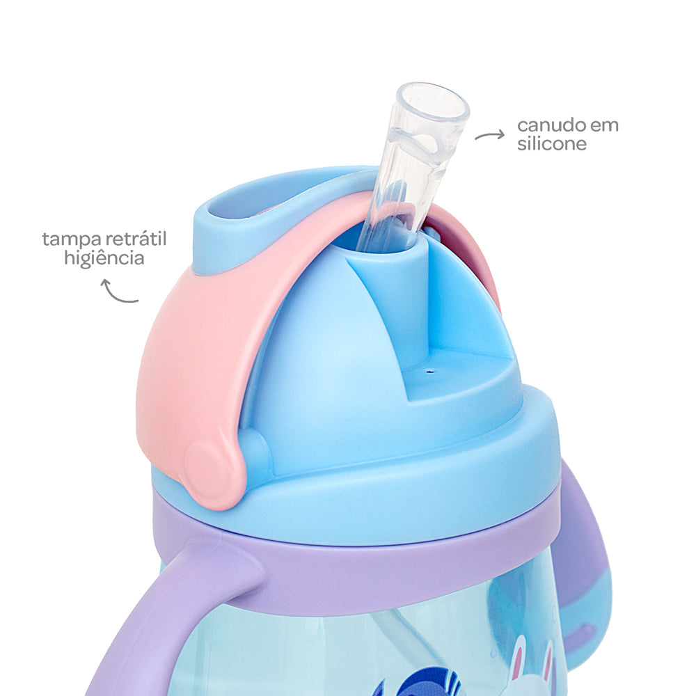 Copo Canudo Com Dispositivo Mergulho Rosa