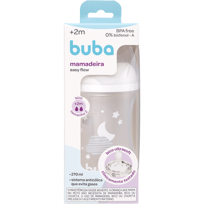 Mamadeira Buba EasyFlow Nuvem Branca – Anticólica Fluxo Suave BPA Free 270mL