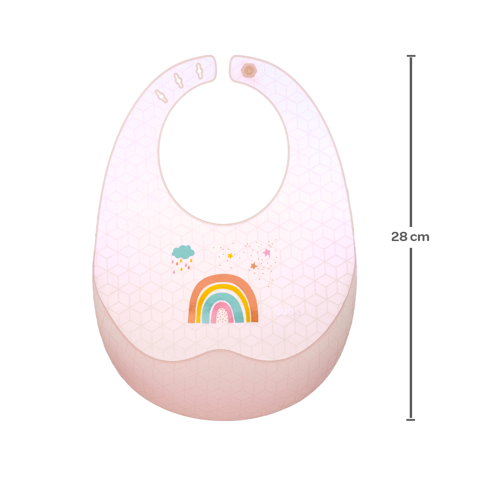 Babador Em Silicone Com Pega Migalhas E Estojo Arco Iris