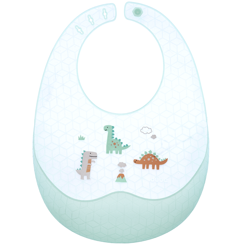 Babador Em Silicone Com Pega Migalhas E Estojo Dino