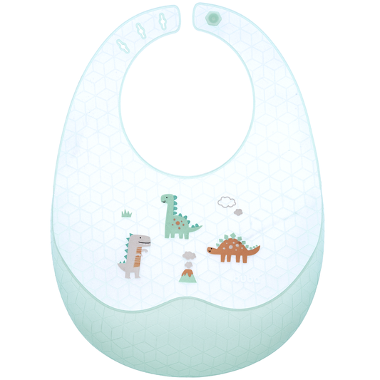 Babador Em Silicone Com Pega Migalhas E Estojo Dino