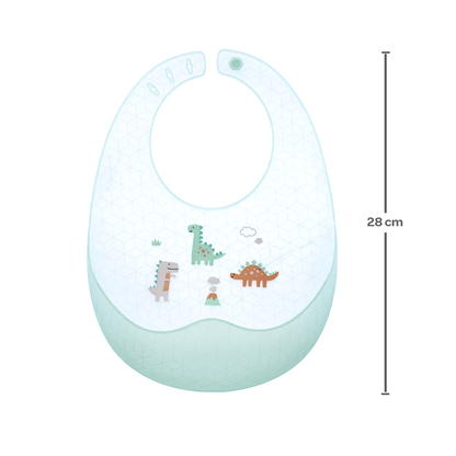 Babador Em Silicone Com Pega Migalhas E Estojo Dino