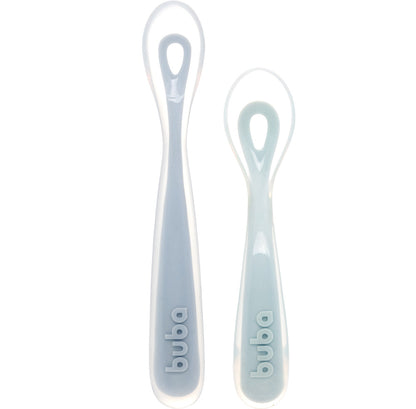 Kit 2 Colheres Em Silicone Fases 1 E 2 Azul