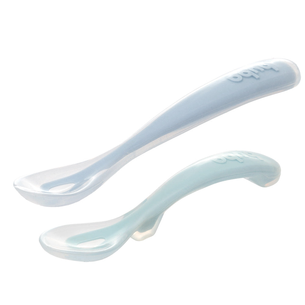 Kit 2 Colheres Em Silicone Fases 1 E 2 Azul