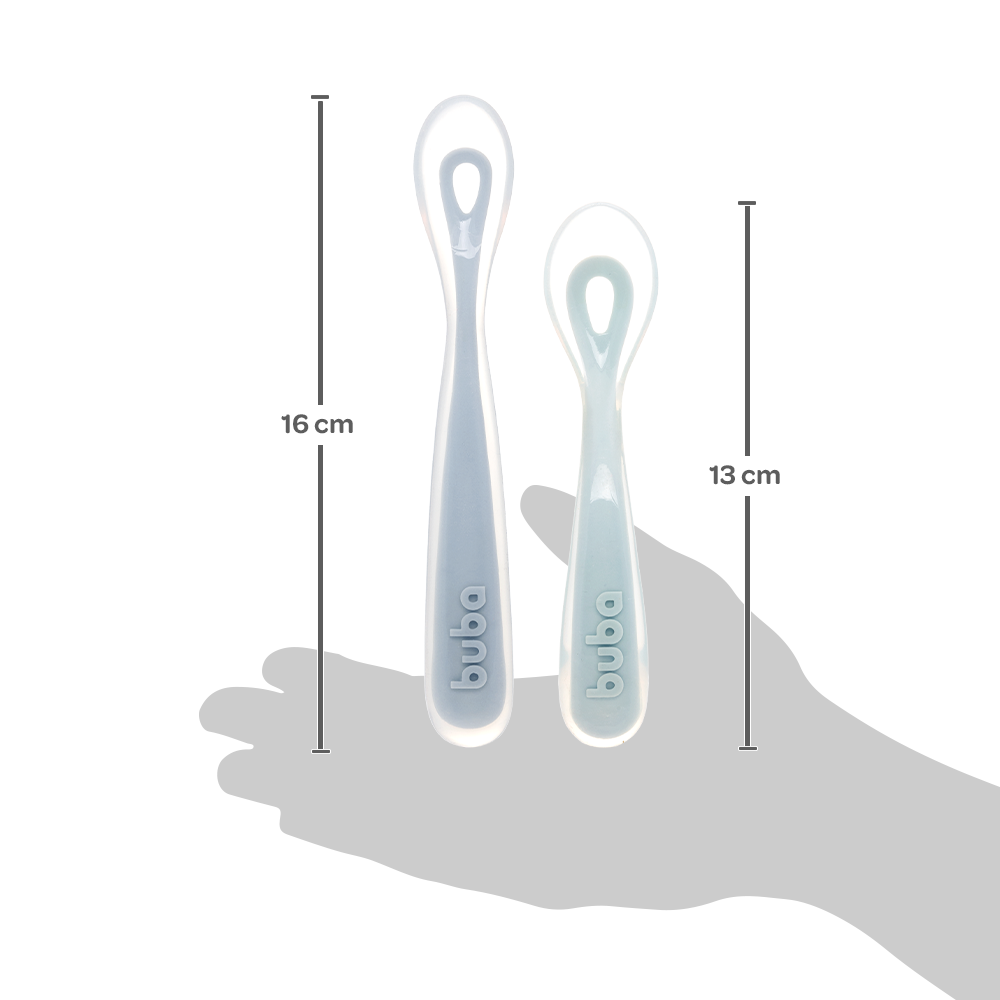Kit 2 Colheres Em Silicone Fases 1 E 2 Azul
