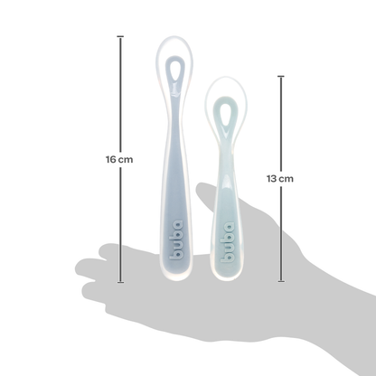 Kit 2 Colheres Em Silicone Fases 1 E 2 Azul