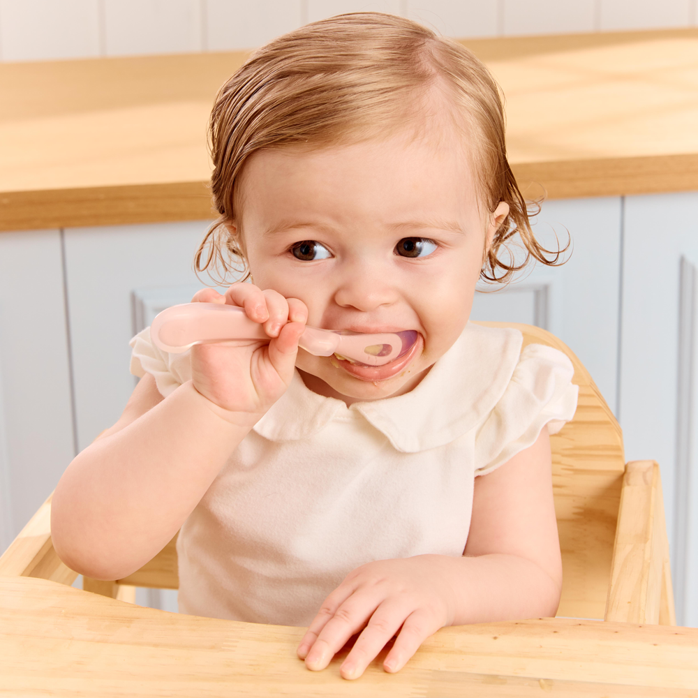 KIT 2 COLHERES EM SILICONE FASES 1 E 2 ROSA