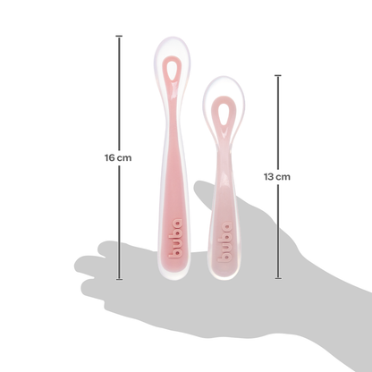 KIT 2 COLHERES EM SILICONE FASES 1 E 2 ROSA