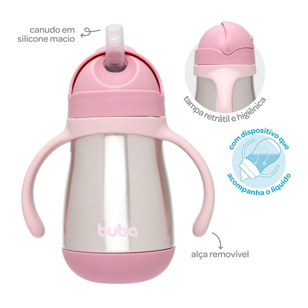 Copo Térmico Parede Dupla Com Alça Rosa