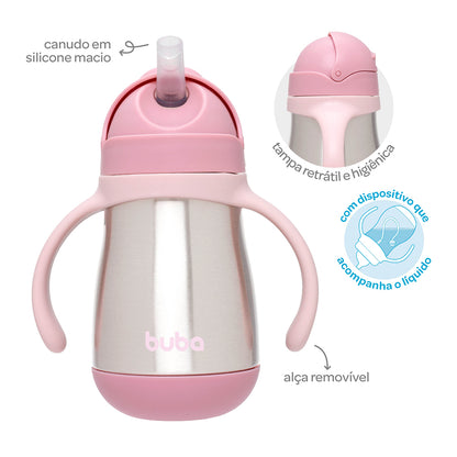 Copo Térmico Parede Dupla Com Alça Rosa