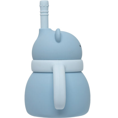 Copo Em Silicone Com Canudo Ursinho Azul