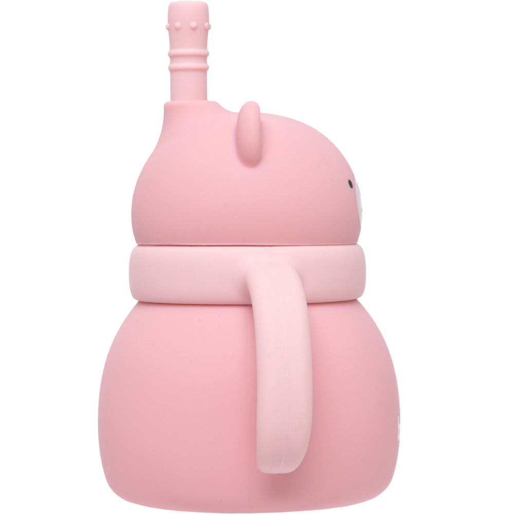 Copo Em Silicone Com Canudo Ursinho Rosa