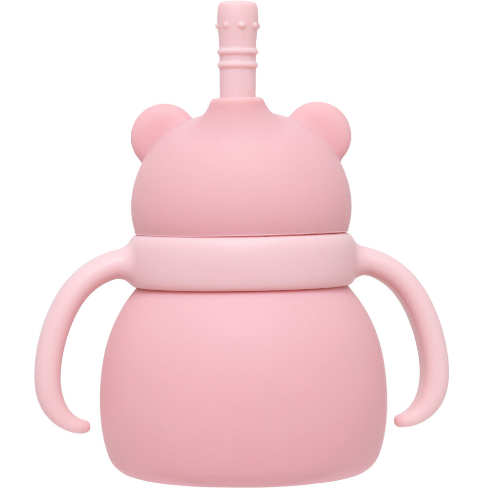 Copo Em Silicone Com Canudo Ursinho Rosa