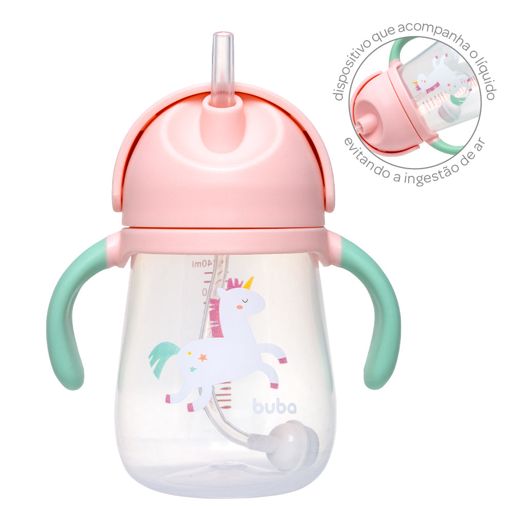 Copo Com Dispositivo Canudo Magic Unicórnio