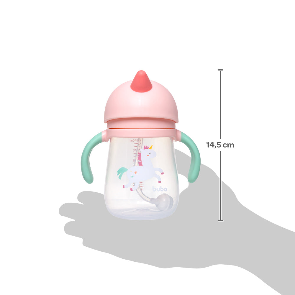 Copo Com Dispositivo Canudo Magic Unicórnio