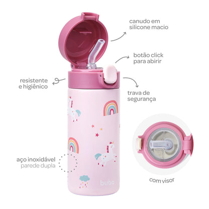 Copo Térmico Parede Dupla Com Alça Magic Unicórnio