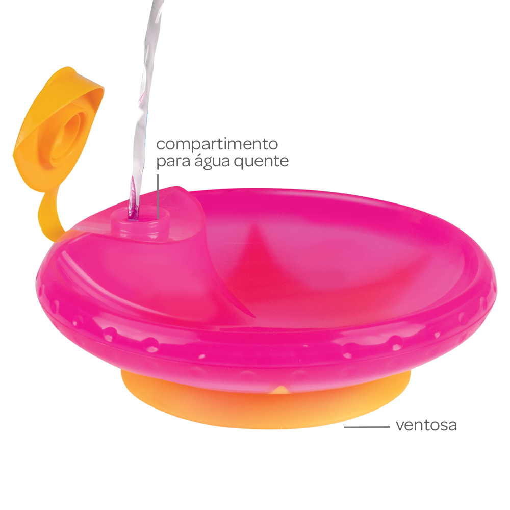 Prato Térmico Com Ventosa Rosa