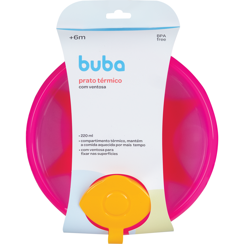 Prato Térmico Com Ventosa Rosa