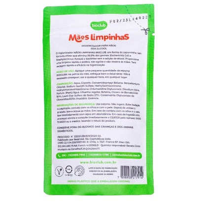 Refil Higienizador de Mãos Sem Álcool Mãos Limpinhas BioClub 200ml