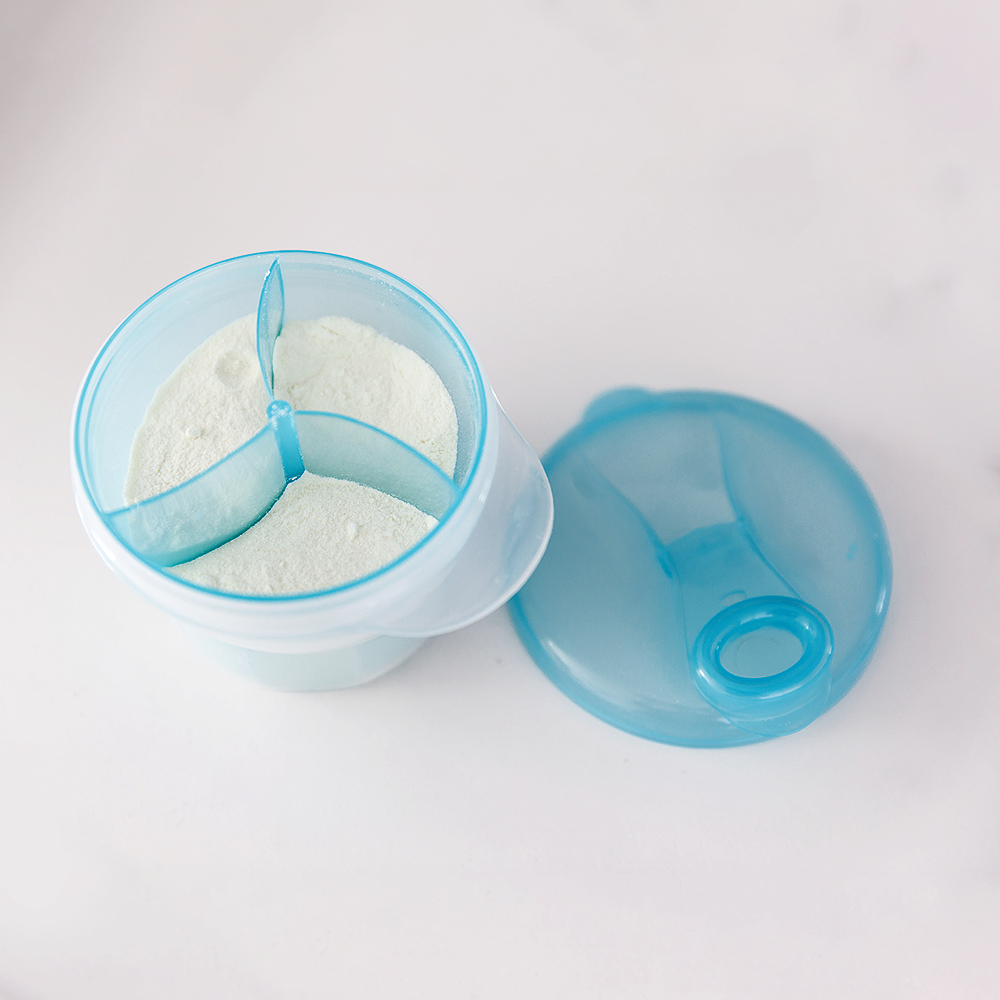 Pote Para Leite Em Pó Com Divisória Azul