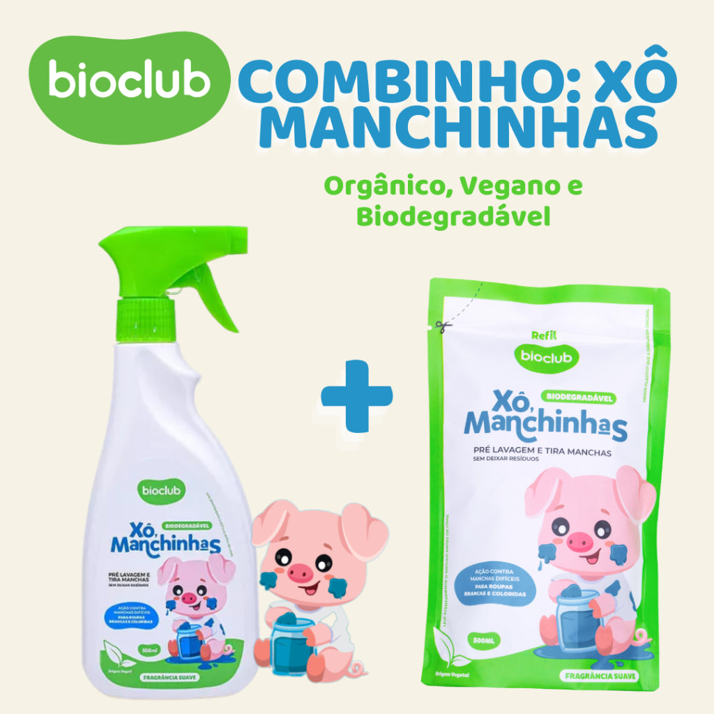 Combo Xô Manchinhas BioClub Alvejante Sem Cloro 500ml + Refil Vegano Infantil