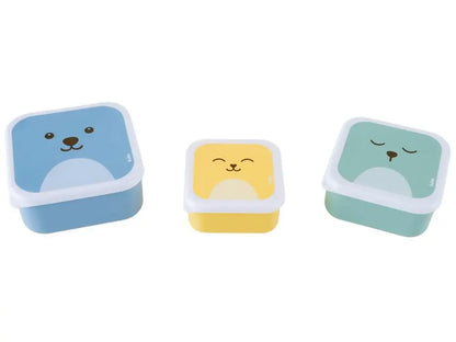 Kit de Potes Buba com Tampa Quadrado Gumy 3 Peças: Azul, Verde & Amarelo