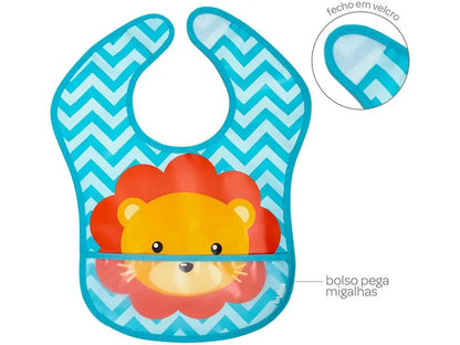Babador Leão Impermeável com Bolso - Buba