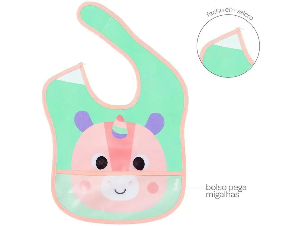 Babador Unicórnio Impermeável com Bolso - Buba