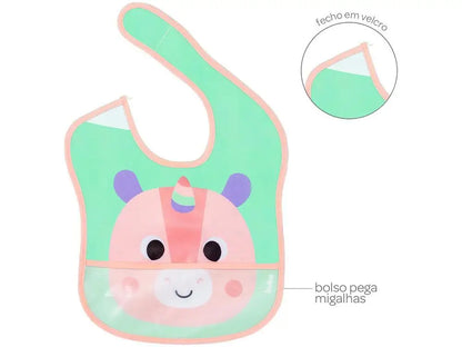 Babador Unicórnio Impermeável com Bolso - Buba