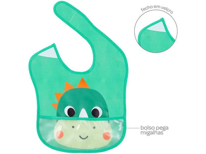 Babador Dinossauro Impermeável com Bolso - Buba
